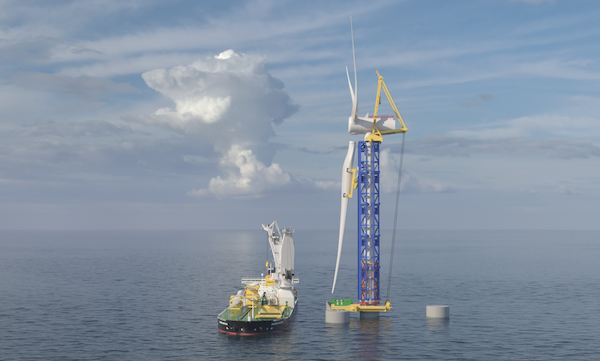 노르웨이 풍력발전기 개발 스타트업 '윈드스파이더'의 혁신적 풍력발전기 조립용 크레인. © 2020 WindSpider.